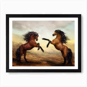 Two Horses Fighting Art Print