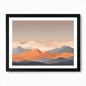 Misty mountains horizontal background in orange tone 34 Art Print