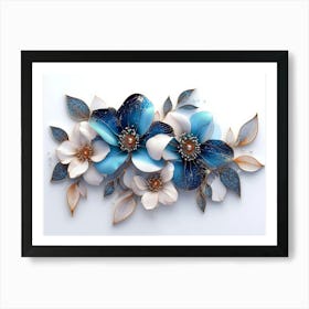 3d Flowers White Background Art Print