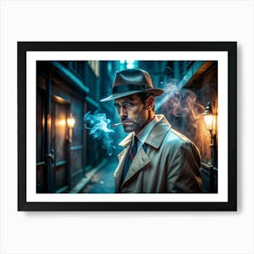 In A Cinematic Noir Style Frame A Decisive Moment Art Print