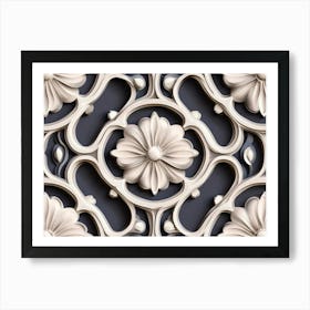 Seamless Relief Sculpture Designation Retro Pattern Geometry Cross Art Print