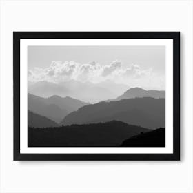 Black And White Mountain Landscape Art Print
