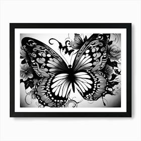 Black And White Butterfly 5 Art Print