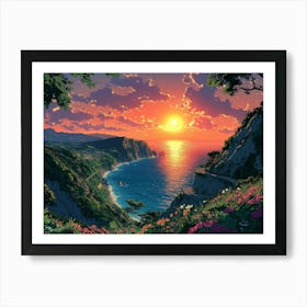 Sunset Over The Ocean 2 Art Print