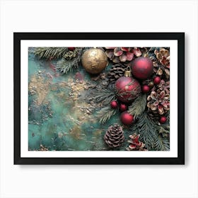 Vintage Holiday Mixed Media 6 Art Print