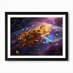 Bees In Space Paintings Art Print Art Print