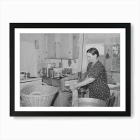 Mrs, Botner, Wife Of Fsa (Farm Security Administration) Rehabilitation Borrower, Wringing Laundry In Electric Wringer Art Print