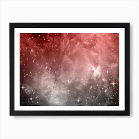 Salmon Pink Grey Galaxy Space Background Art Print