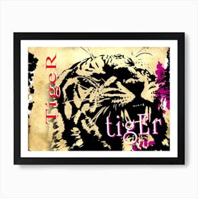 Tiger Animal Art Illustration In Painting Digital Style 05 Art Print