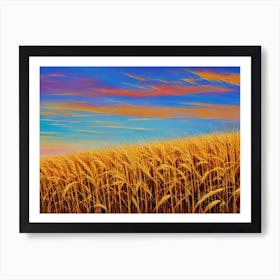 Sunset Over A Wheat Field 9 Art Print