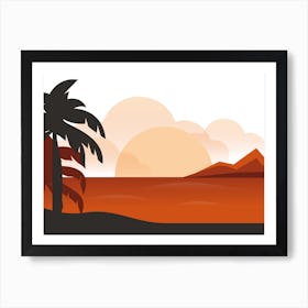 Sunset With Palm Trees 2 Art Print