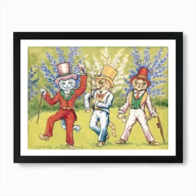 Three Cats Performing A Song And Dance Act Art Print