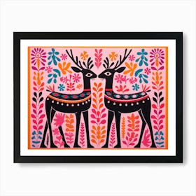 Antelope 2 Folk Style Animal Illustration Art Print