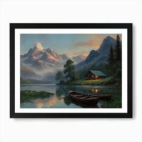 Cabin By The Lake Art Print