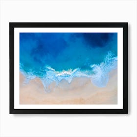 Greece, Seaside, beach and wave #7. Aerial view beach print. Sea foam Art Print