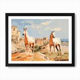 Horses Painting In Siena, Italy, Landscape 4 Art Print