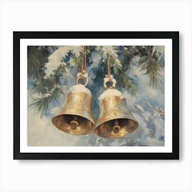 Christmas Golden Bells Art Print