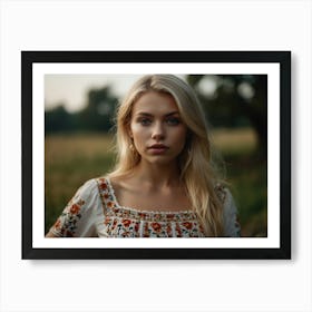 Portrait Of A Girl In A Field Art Print