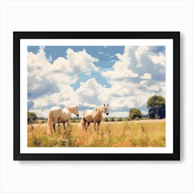 Horses Painting In Cotswolds, England, Landscape 3 Póster