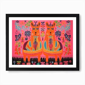 Llama 1 Folk Style Animal Illustration Art Print