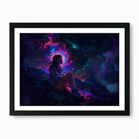 Girl In Space 2 Art Print