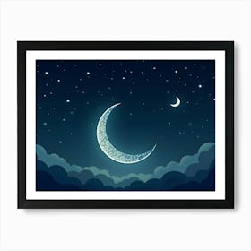 Moon And Stars In The Sky Art Print