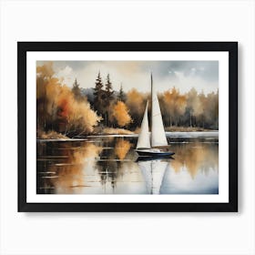 Sailboat Painting Lake House (19) Art Print