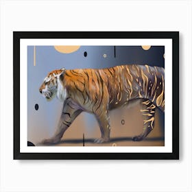 Tiger with gold line Art Print