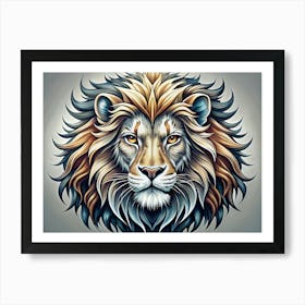 Lion Head With Detailed Mane Art Print