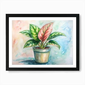 Potted Plant Watercolor Painting Art Print