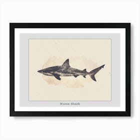 Nurse Shark Grey Silhouette 1 Poster Art Print