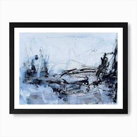 Abstract Painting, Acrylic Blue Color Art Print