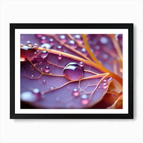 Water Droplets On A Leaf Art Print