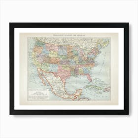 Vintage Brockhaus 8 Amerika Art Print