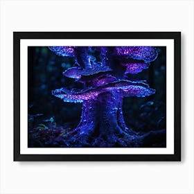 Ai Purple Bioluminescent Fungus On Tree 022203 Art Print