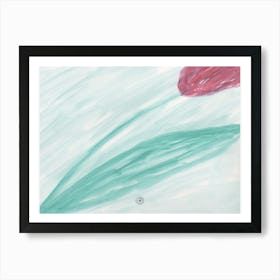 Single Tulip - floral flower green red watercolor hand painted nature minimal Art Print