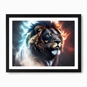 Lion With Fire Art Print