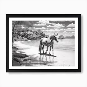 A Horse Oil Painting In Anse Source D Argent, Seychelles, Landscape 2 Art Print