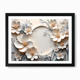 3d Paper Flowers with circle art Art Print