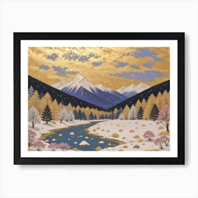 Golden Serenity in a Frozen Valley Art Print