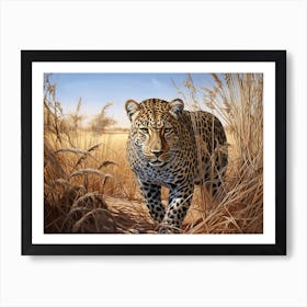 African Leopard Stealthily Stalking Prey Realism 2 Art Print