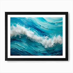 Abstract Turquoise Waves Cresting With A Tangible Sense Of Fresh Nautical Texture Imply Movement D (5) Art Print