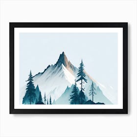 Mountain And Forest In Minimalist Watercolor Horizontal Composition 210 Art Print