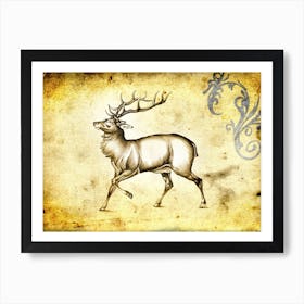 A Stag Deer Animal Art Illustration In A Painting Style 02 Art Print