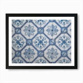 Vintage blue pattern on these tiles in Lisbon, Portugal - summer azulejos street and travel photography by Christa Stroo Photography Art Print