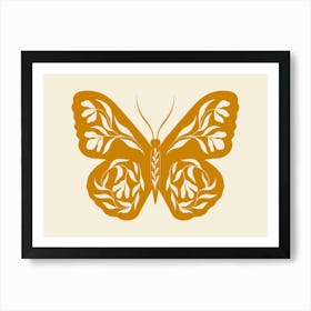 Folk Art Butterfly 02 - Mango Art Print