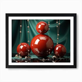 New Year Decoration With Red Balls Art Print