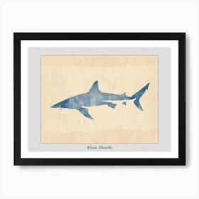 Blue Shark Grey Silhouette 3 Poster Art Print