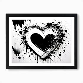 Black And White Heart 5 Art Print