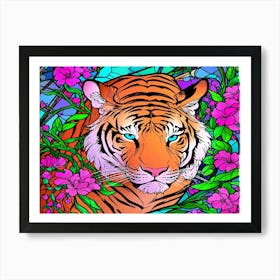 Stained Glass Tiger 6 Art Print